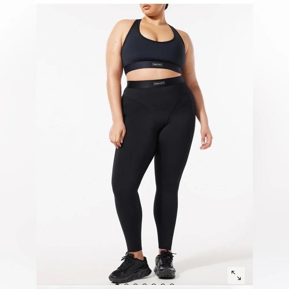 Savage X Fenty Lineup High Waisted Active Yoga Workout Black Pocket Legging 3X
